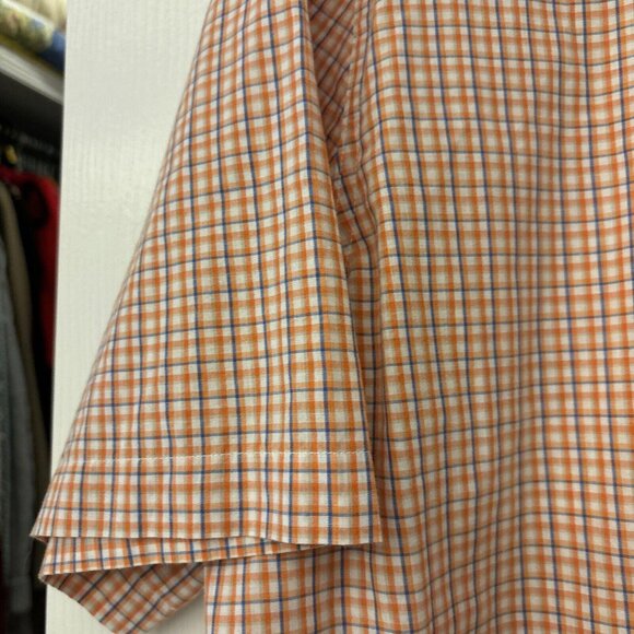 Chaps Men's Big & Tall Size XXL Orange Blue Short Sleeve Button Up Shirt-Q - Picture 3 of 7